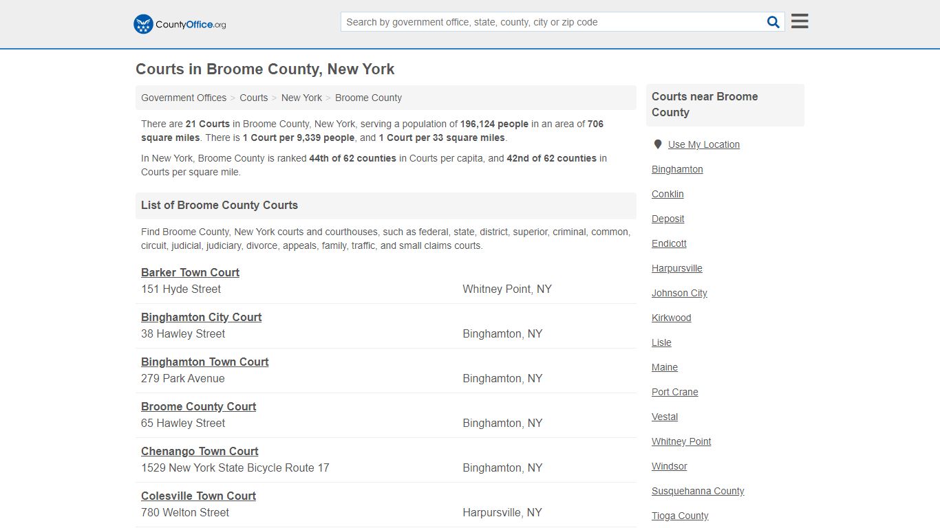 Courts - Broome County, NY (Court Records & Calendars)